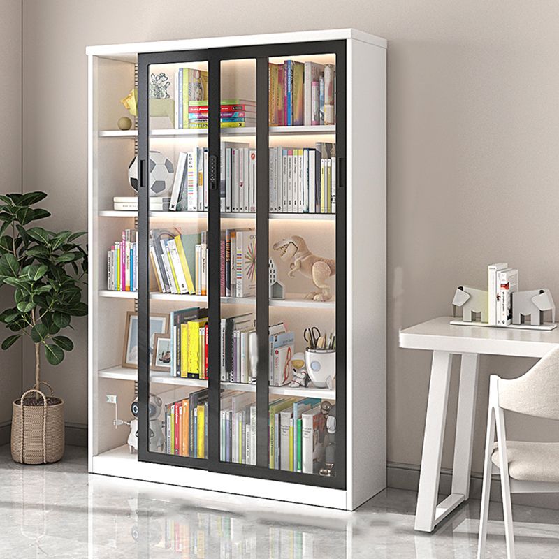 Modern Metal Storage Cabinet Glass Doors Display Cabinet with Lighting Clearhalo 'Display & China Cabinets' 'display_china_cabinets' 'furn' 'furn_display_china_cabinets' 'Furniture' 'Kitchen & Dining Furniture' 1200x1200_07209deb-a6d8-4f42-9bf8-3c16224d254d