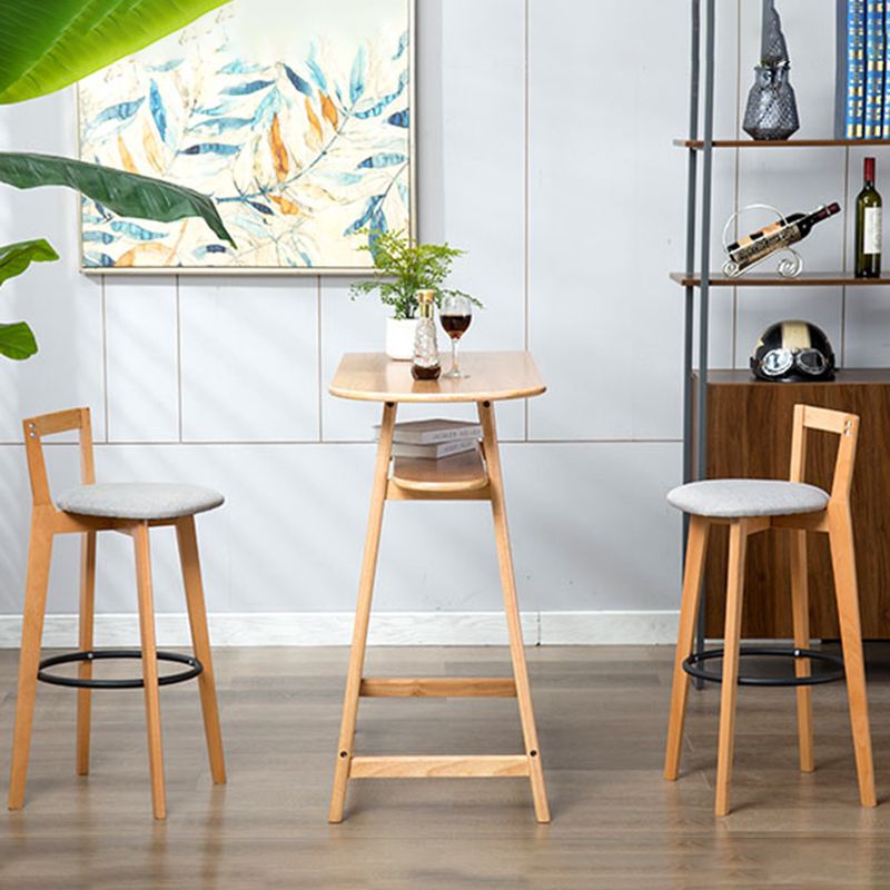 Industrial Style Bar-stool Round Seat with Low Back Wooden Legs for Kitchen Bar Clearhalo 'Bar Furniture' 'Bar Stools' 'bar_stools' 'furn' 'furn_bar_stools' 'furniture_bar_stools' 'Kitchen & Dining Furniture' 'kitchen&dining_furn' 'kitchen' 'kitchen_furn' Furniture' 1200x1200_0720a0e8-0825-4b97-8d97-8891c622b4e6