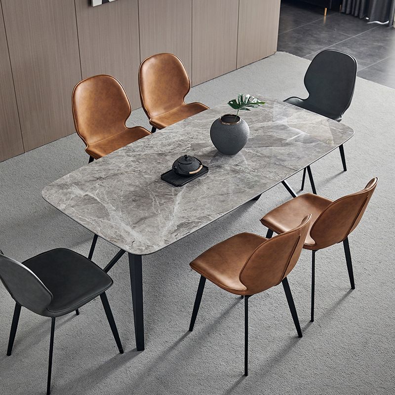 Sintered Stone Modern Rectangle Dining Table Grey Stone Top Table with 4 Legs Clearhalo ' dining_table' 'Dining Tables & Seating' 'Dining Tables' 'furn' 'furn_dining_table' 'Furniture' 'furniture_dining_table' 'Kitchen & Dining Furniture' 'kitchen&dining_furn' 'kitchen' 'kitchen_dining_table' 1200x1200_07211163-c410-459d-9376-393c9729b1f1