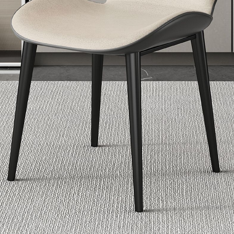 Nordic Style Parsons Dining Chairs Fabric and Faux Leather Chair