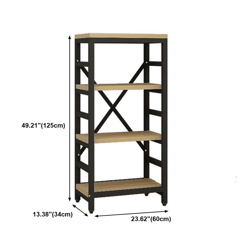 Estantería de estilo moderno marco de metal negro abiertamente estantería para la oficina