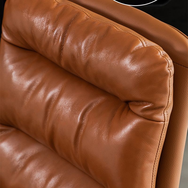 Chaise de bureau à bras fixes en cuir sans chaise de bureau ergonomique pénible avec roues