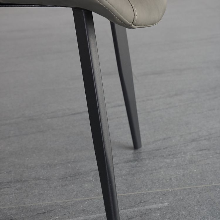 Contemporary Style Leather Dining Chairs Solid Back Chairs with 4 Black Legs (Set of 2) Clearhalo ' kitchen&dining_furn' 'Dining Chairs' 'Dining Tables & Seating' 'dining_chair' 'furn' 'furn_dining_chair' 'Furniture' 'furniture_dining_chair' 'Kitchen & Dining Furniture' 'kitchen' 1200x1200_0727b85a-306b-464e-b368-4502cc48d5c9