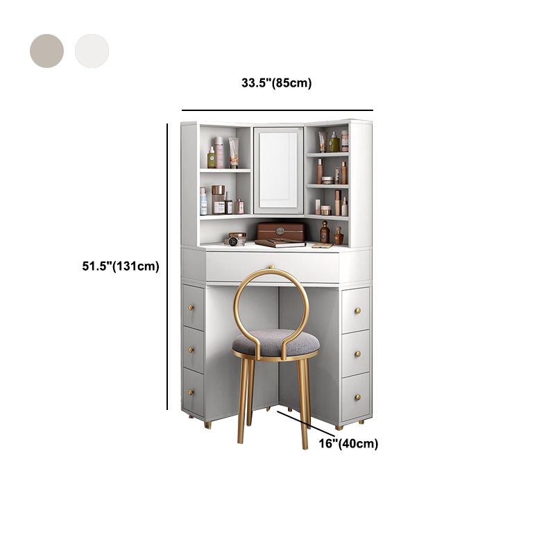 Mirrored Vanity Table and Stool Set 33.4" Wide Vanity Dressing Table Clearhalo 'Bedroom Furniture' 'furn' 'furn_makeup_vanities' 'Furniture' 'Makeup Vanities' 'makeup_vanities' 1200x1200_0728f404-fbf0-4a45-be8a-7a29ab5396ab