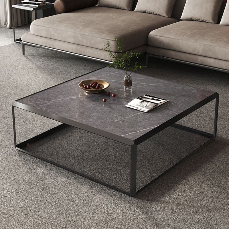 Geometric Slate & Glass Coffee Table Modern Simple Cocktail Table with Floor Shelf Clearhalo 'Coffee & Accent Tables' 'Coffee Tables' 'coffee_tables' 'furn' 'furn_coffee_tables' 'Furniture' 'Living Room Furniture' 1200x1200_0729cd99-fb32-4850-8c5d-c18a09fe81d5