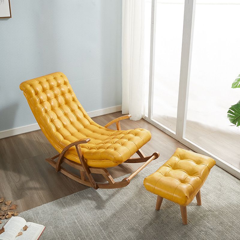Leder -Schaukelstuhl einfache zeitgenössische Tufted -Kissen Schaukelstuhl mit Osmanisch