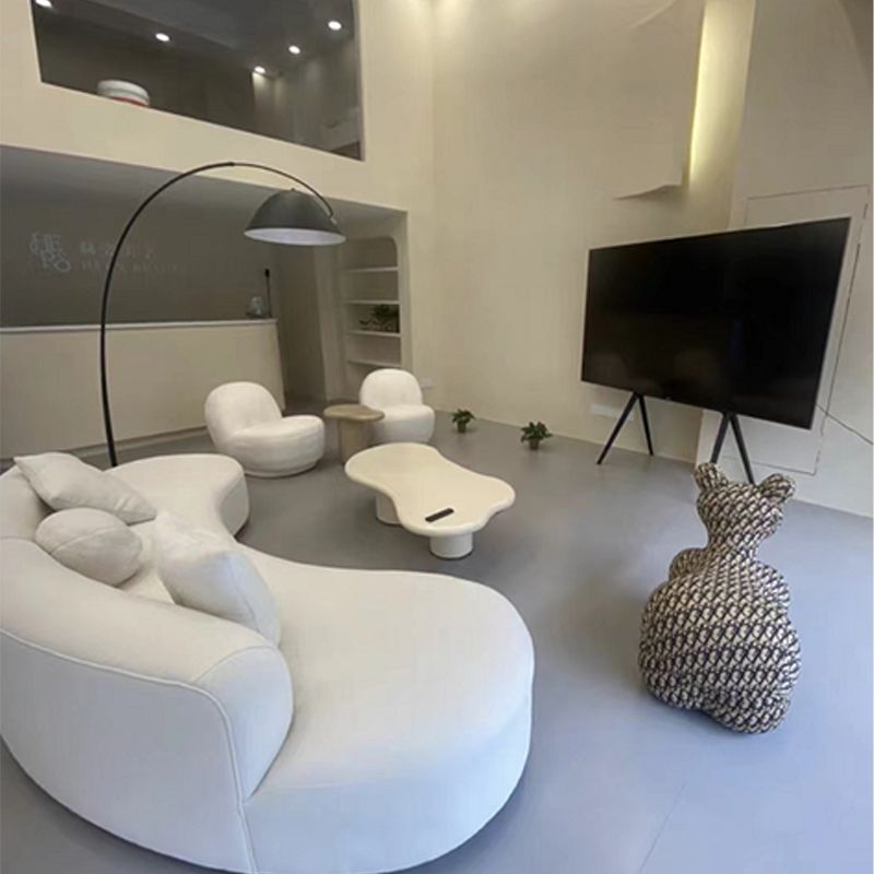 Scandinavian Cream Wood Coffee Table 2 Legs Irregular Cocktail Table Clearhalo 'Coffee & Accent Tables' 'Coffee Tables' 'coffee_tables' 'furn' 'furn_coffee_tables' 'Furniture' 'Living Room Furniture' 1200x1200_072e2c4a-dfba-4587-8c94-8836bcf21529