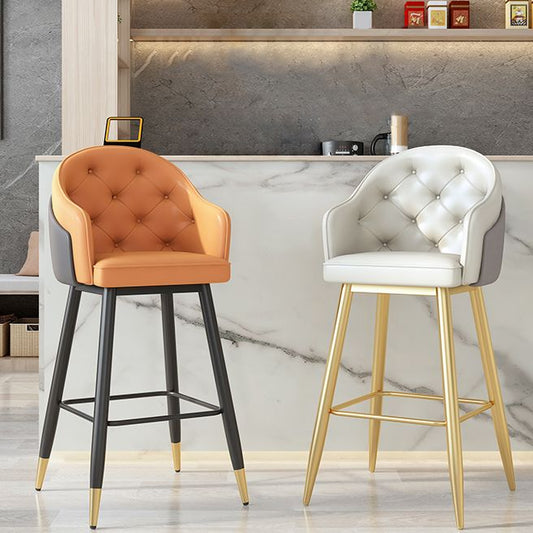 Glam Restaurant Leather Stool Matte Finish Footrest Armed Barstool Clearhalo 'Bar Furniture' 'Bar Stools' 'bar_stools' 'furn' 'furn_bar_stools' 'Furniture' 'furniture_bar_stools' 'Kitchen & Dining Furniture' 1200x1200_072e56d6-a9b7-4b0e-a9ba-417b40abdead