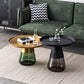 Mid-century Modern Style Round Metal Table with Glass Bottom Coffee Table