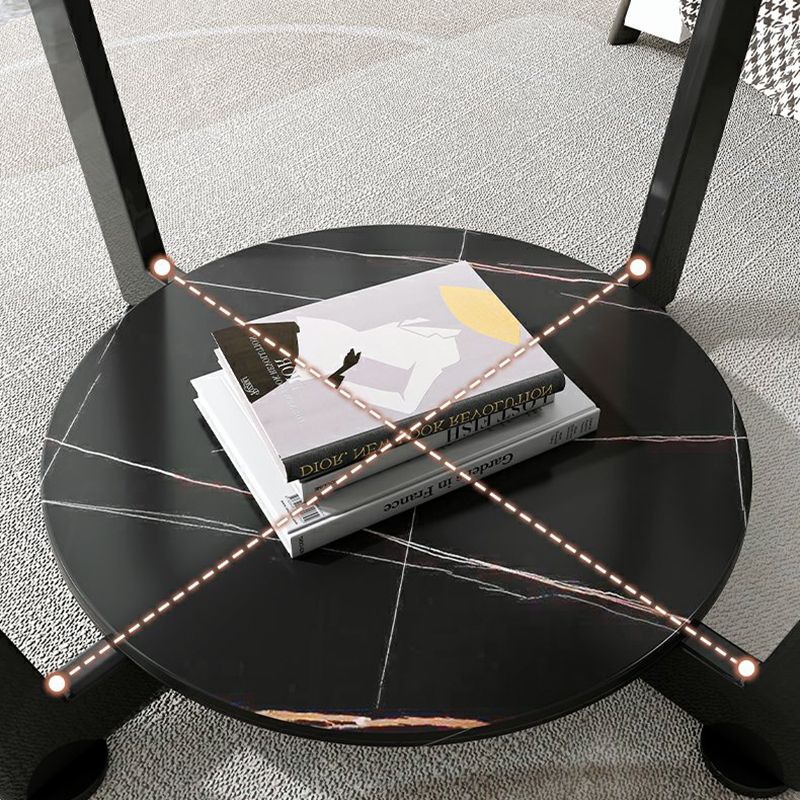 Modernistic Metallic Pedestal End Table Metal Rectangular Slate Top Side End Table