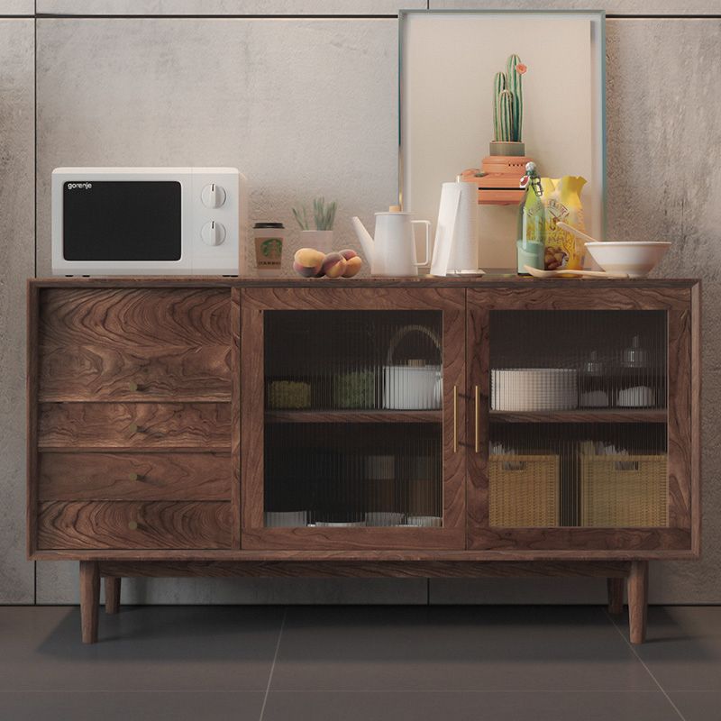 Tavolo a buffet in legno massiccio di pino con cassetti