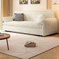 Faux Leather Sofa Bed Convertible with Storage Sofa in Beige