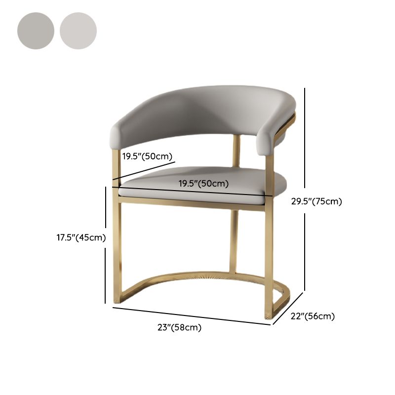 Moderne rugleuning armleuning kussenstoel met metalen basis voor eetkamer