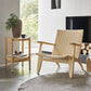 Woven Back Chair Square Arms Solid Wood Arm Chair for Living Room