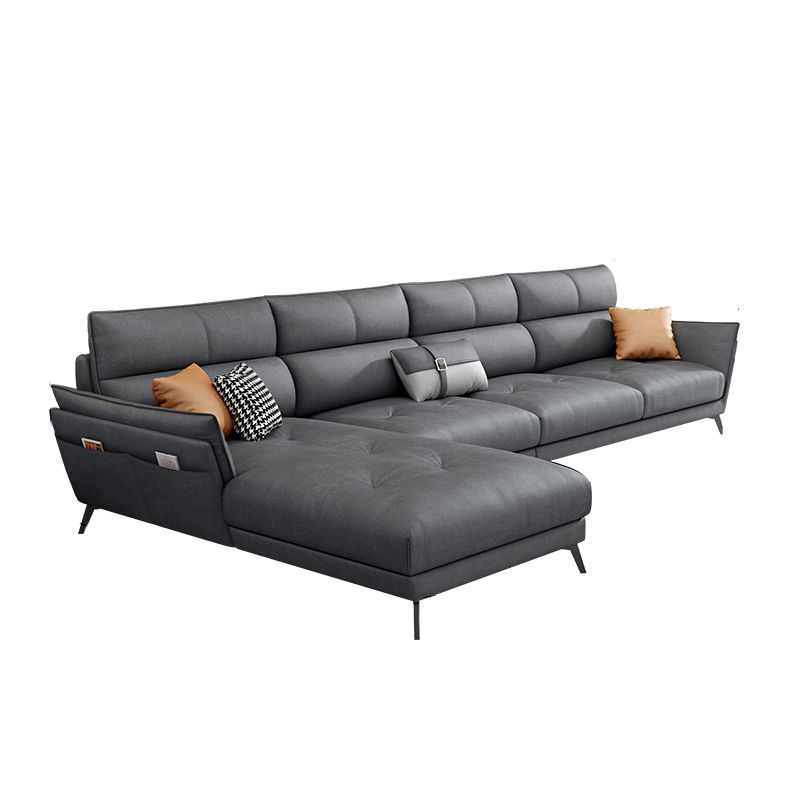 Ultra-Modern Sewn Pillow Back Faux Leather Pillow Top Arm Sofa with Wear-resisting Clearhalo 'furn' 'furn_sectionals' 'Furniture' 'furniture_sectionals' 'kitchen' 'kitchen_sectionals' 'Living Room Furniture' 'Sectionals' 1200x1200_07328f54-461b-47bb-aa08-494eacc517ba