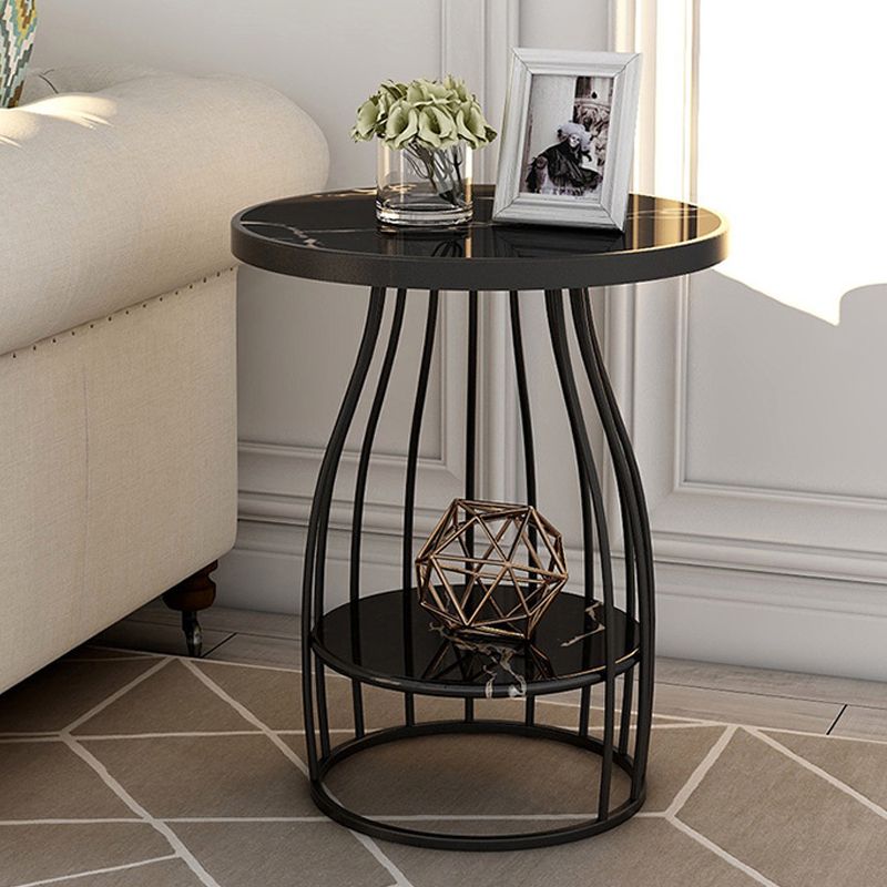 Faux Marble Accent Table Nightstand 24.8" Tall Bedside Cabinet Clearhalo 'Bedroom Furniture' 'furn' 'furn_night_stand' 'Furniture' 'night_stand' 'Nightstands' 1200x1200_07364212-bf27-4f54-8f05-8944d94a0cc7