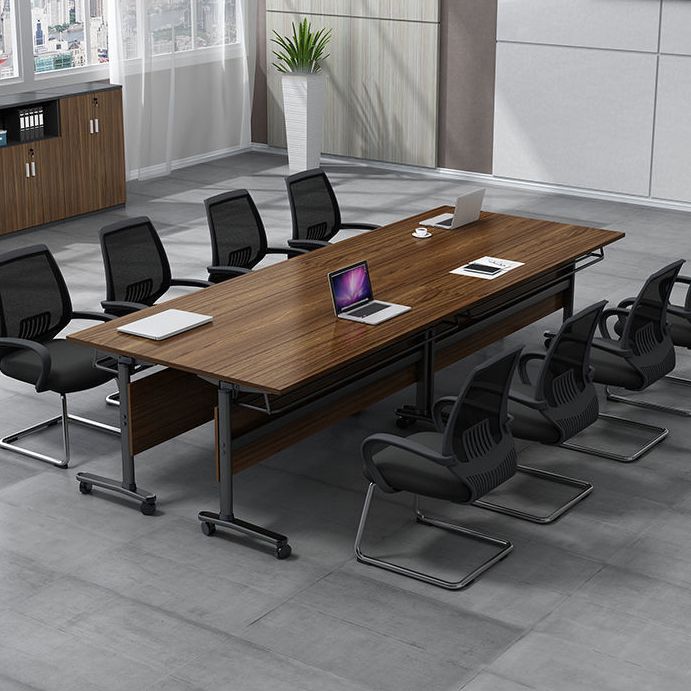 Scrivania pieghevole rettangolare in legno fabbricato scrivania moderna con ruote