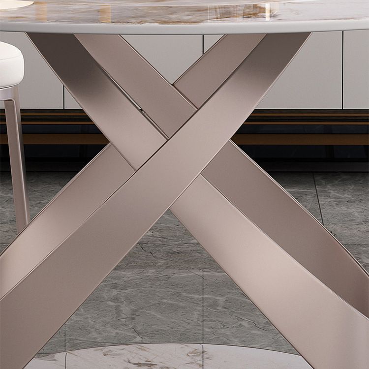 Contemporary Round Pedestal Dining Table Stone Matte Finish Table Clearhalo 'Dining Tables & Seating' 'Dining Tables' 'dining_table' 'furn' 'furn_dining_table' 'Furniture' 'Kitchen & Dining Furniture' 1200x1200_0739649e-9795-46b3-8cfc-164538ab639b