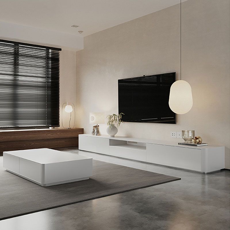 Contemporary Wood TV Stand 3 Drawers and Open Shelf TV Cabinet in White Clearhalo 'furn' 'furn_tv_stands_entertainment_centers' 'Furniture' 'Living Room Furniture' 'TV Stands & Entertainment Centers' 'TV Stands & Media Storage Furniture' 'tv_stands_entertainment_centers' 1200x1200_073a781c-5e59-4b9a-adba-4f691bc24a49