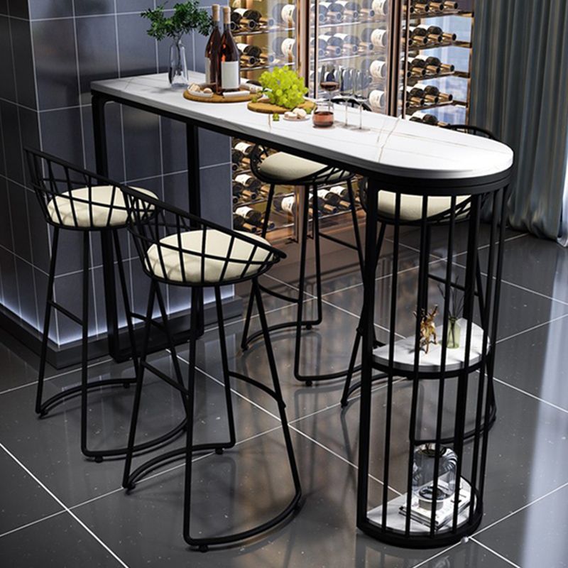 Industrial Free Form Bar Height Table Metal and Stone Bar Table with Double Pedestal Clearhalo 'Bar Furniture' 'Bar Tables' 'bar_tables' 'furn' 'furn_bar_tables' 'Furniture' 'Kitchen & Dining Furniture' 1200x1200_073a7a72-e016-4b53-97e0-3ec37920af63