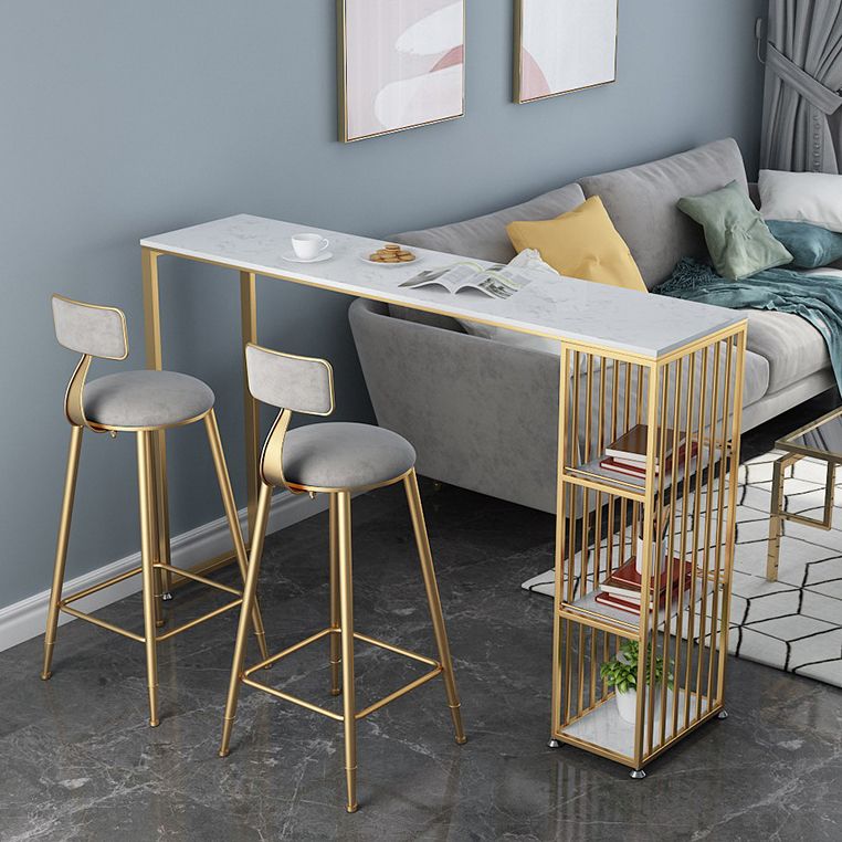 Glam Style Bar Table Artificial Marble Top Pub Table with Cabinet for Dining Room Clearhalo 'Bar Furniture' 'Bar Tables' 'bar_tables' 'Furniture' 'furniture_bar_tables' 'Kitchen & Dining Furniture' 1200x1200_073b31ba-d337-484c-a940-ba33bebbdaaf