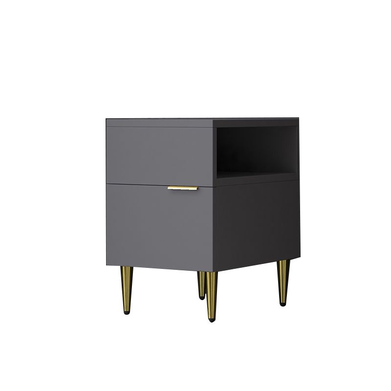 Mesa de noche de madera de imitación glamorosa de 18 pulgadas H Mesa de 1 cortavadora en gris/blanco