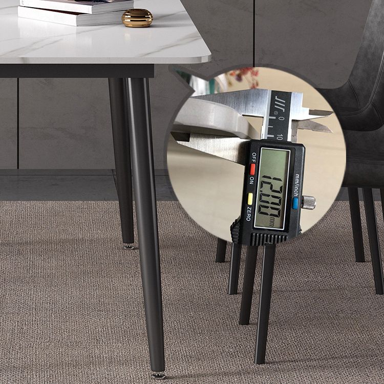 Modern Sintered Stone White Dining Set with Rectangle Table and Black Legs Dining Set Clearhalo 'Dining Room Sets' 'Dining Tables & Seating' 'dining_room_set' 'furn' 'furn_dining_room_set' 'Furniture' 'furniture_dining_room_set' 'Kitchen & Dining Furniture' 'kitchen&dining_furn' 'kitchen' 1200x1200_073c71b8-4fa2-4e13-81b6-792d259be5d0