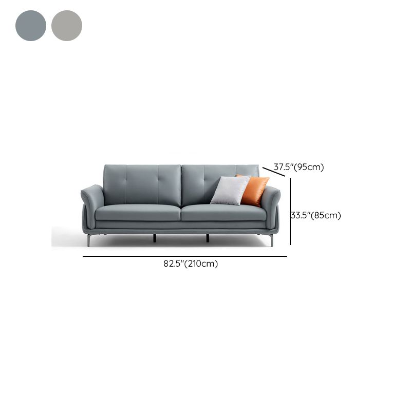 Faux Leder Standard Sofa Flared Arm Loveseat in Grau und Blau