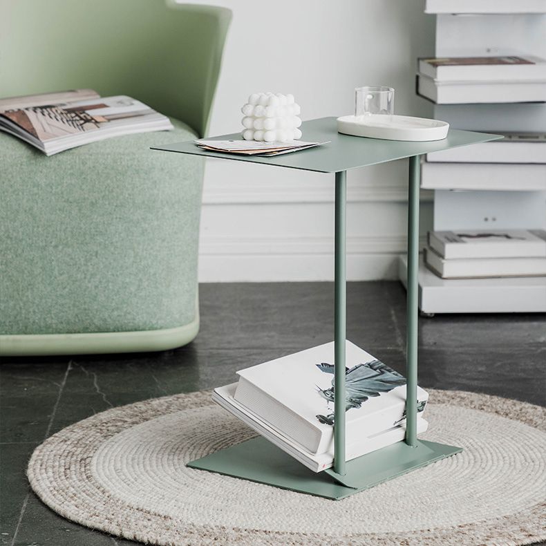 Mid-Century 19" Tall C Side Table Metal Rectangular Side Table