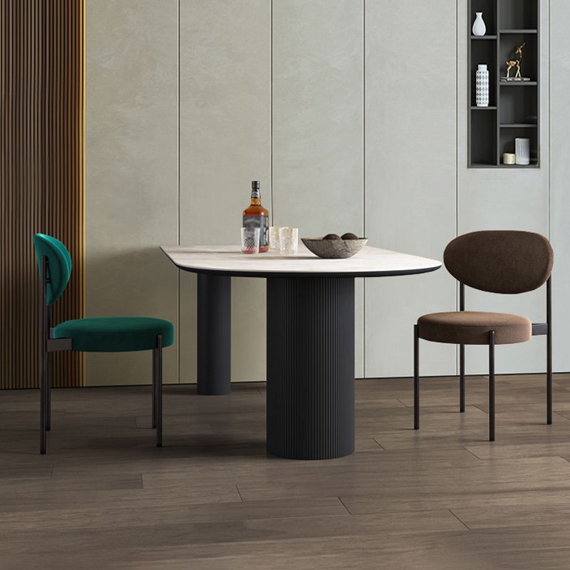 Simplicity Style Sintered Stone Dining Table 3 Legs Base 55" Wide Freeform Table for Home Clearhalo ' dining_table' 'Dining Tables & Seating' 'Dining Tables' 'furn' 'furn_dining_table' 'Furniture' 'furniture_dining_table' 'Kitchen & Dining Furniture' 'kitchen&dining_furn' 'kitchen' 'kitchen_dining_table' 1200x1200_073e804e-f308-49df-834c-f22b971b7fb3