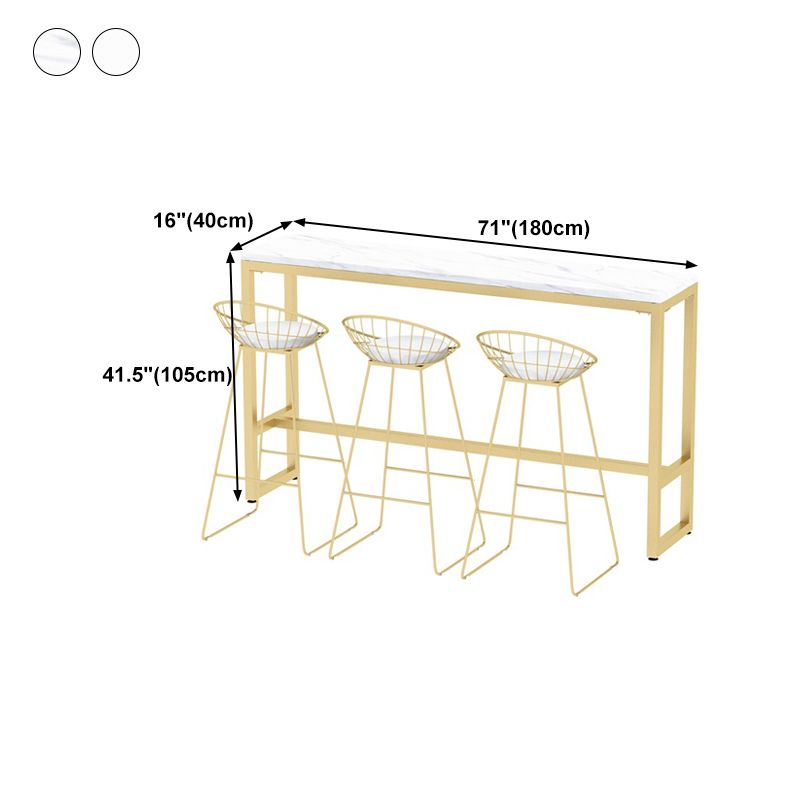 Rectangle Bar Dining Table Contemporary Bar Table with Gold Trestle Base Clearhalo 'Bar Furniture' 'Bar Tables' 'bar_tables' 'furn' 'furn_bar_tables' 'Furniture' 'furniture_bar_tables' 'Kitchen & Dining Furniture' 1200x1200_073ff8d9-5e44-4004-8b32-f53f2c52010f
