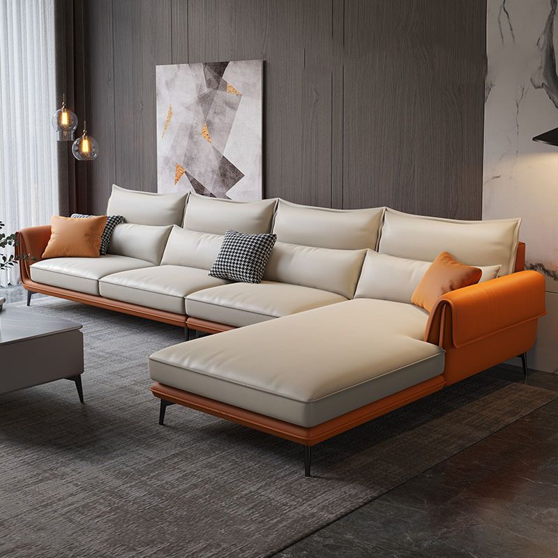 Modern Faux Leather Sectioanl with Pillow Back and Pillow Top Arms
