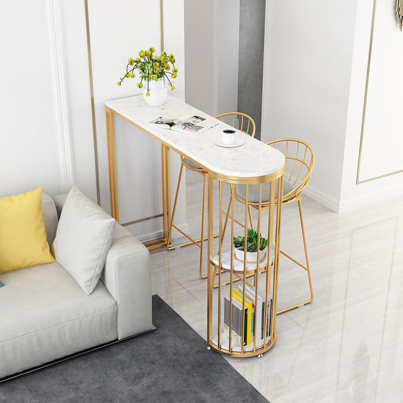 Glam Faux Marble 1/2/3 Pieces Bar Table Set Rectangle Bar Table with Metal Legs Clearhalo 'Bar Furniture' 'furn' 'furn_home_bar_bar_sets' 'Furniture' 'Home Bars & Bar Sets' 'home_bar_bar_sets' 'Kitchen & Dining Furniture' 1200x1200_0742db12-ed6d-45d8-bcaa-22931a6e8ca0