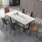Juego de mesa de comedor blanca rectangular, mesa de comedor y sillas modernas de piedra sinterizada, 1/4/5/7 Uds.