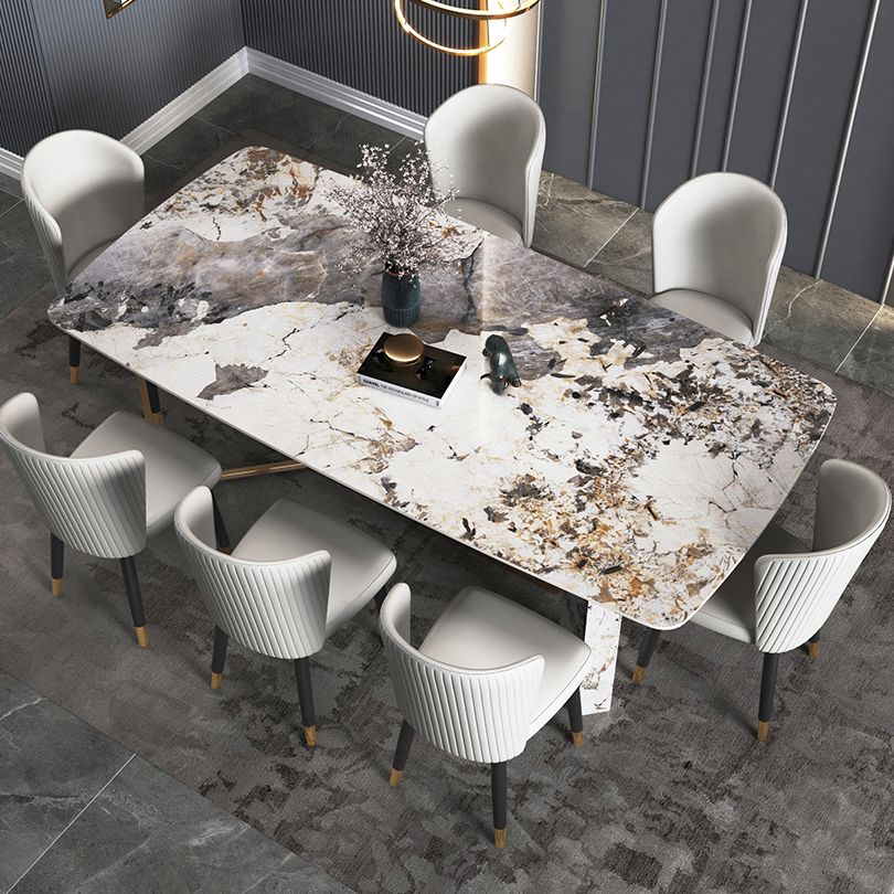 Minimalist Gray Sintered Stone Dining Table Rectangle Standard Dining Table with Sled Base Clearhalo ' dining_table' 'Dining Tables & Seating' 'Dining Tables' 'furn' 'furn_dining_table' 'Furniture' 'furniture_dining_table' 'Kitchen & Dining Furniture' 'kitchen&dining_furn' 'kitchen' 'kitchen_dining_table' 1200x1200_0744d22e-d818-4f14-b0f2-e109107c70f6