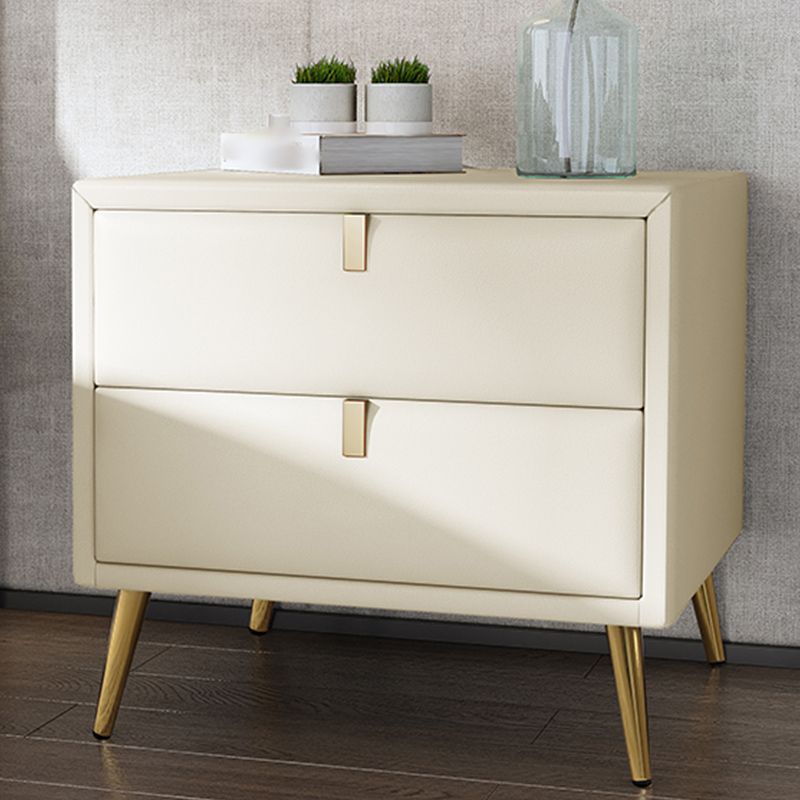 19'' Tall Glam Bedside Cabinet 2-Drawer Solid Wood Faux Leather Legs Included Nightstand Clearhalo 'Bedroom Furniture' 'furn' 'furn_night_stand' 'Furniture' 'night_stand' 'Nightstands' 1200x1200_074640cb-e7ad-4f9f-8c1c-fa5691ed6dc7