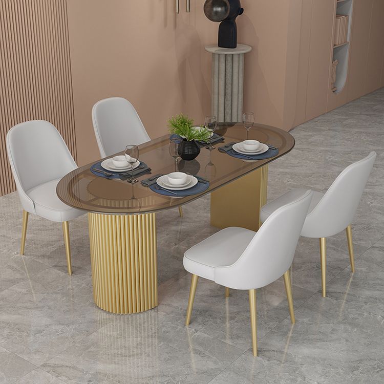 Modern Style Dining Table Oval Double Pedestal Dining Table for Home Clearhalo ' dining_table' 'Dining Tables & Seating' 'Dining Tables' 'furn' 'furn_dining_table' 'Furniture' 'furniture_dining_table' 'Kitchen & Dining Furniture' 'kitchen&dining_furn' 'kitchen' 'kitchen_dining_table' 1200x1200_07495aab-d058-47c4-910c-3a3ebbeec7c9