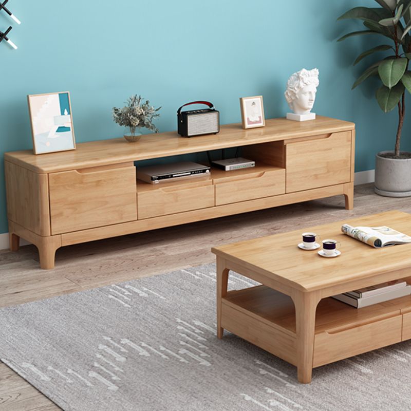 Rubber Wood Contemporary TV Console Open Storage Media Console Clearhalo 'furn' 'furn_tv_stands_entertainment_centers' 'Furniture' 'Living Room Furniture' 'TV Stands & Entertainment Centers' 'TV Stands & Media Storage Furniture' 'tv_stands_entertainment_centers' 1200x1200_074b021d-e2aa-41a4-b587-2cd8638388f9