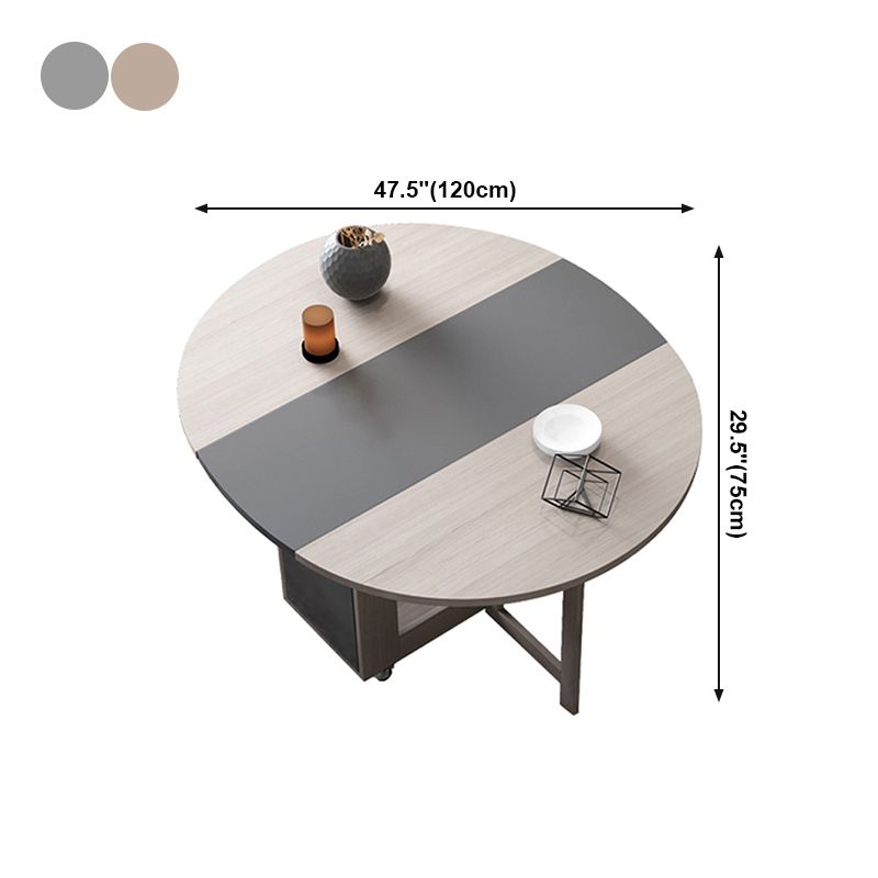 Foldable Artificial Wooden Top Table Extendable Round Table with Trestle Base Clearhalo ' dining_table' 'Dining Tables & Seating' 'Dining Tables' 'furn' 'furn_dining_table' 'Furniture' 'furniture_dining_table' 'Kitchen & Dining Furniture' 'kitchen&dining_furn' 'kitchen' 'kitchen_dining_table' 1200x1200_074b0cb4-a757-456f-a52f-6663e405aab4