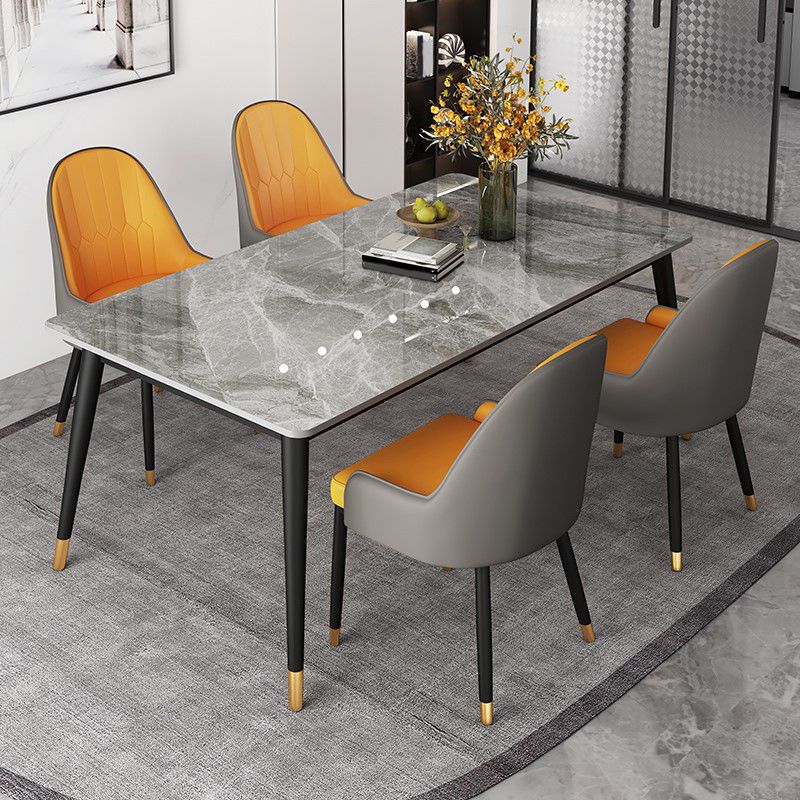 Gray Sintered Stone Dining Table Traditional Luxury Dining Table with 4 Legs Clearhalo 'Dining Tables & Seating' 'Dining Tables' 'dining_table' 'furn' 'furn_dining_table' 'Furniture' 'Kitchen & Dining Furniture' 1200x1200_074c8659-c126-41d8-bff8-d6c8dde57a2d