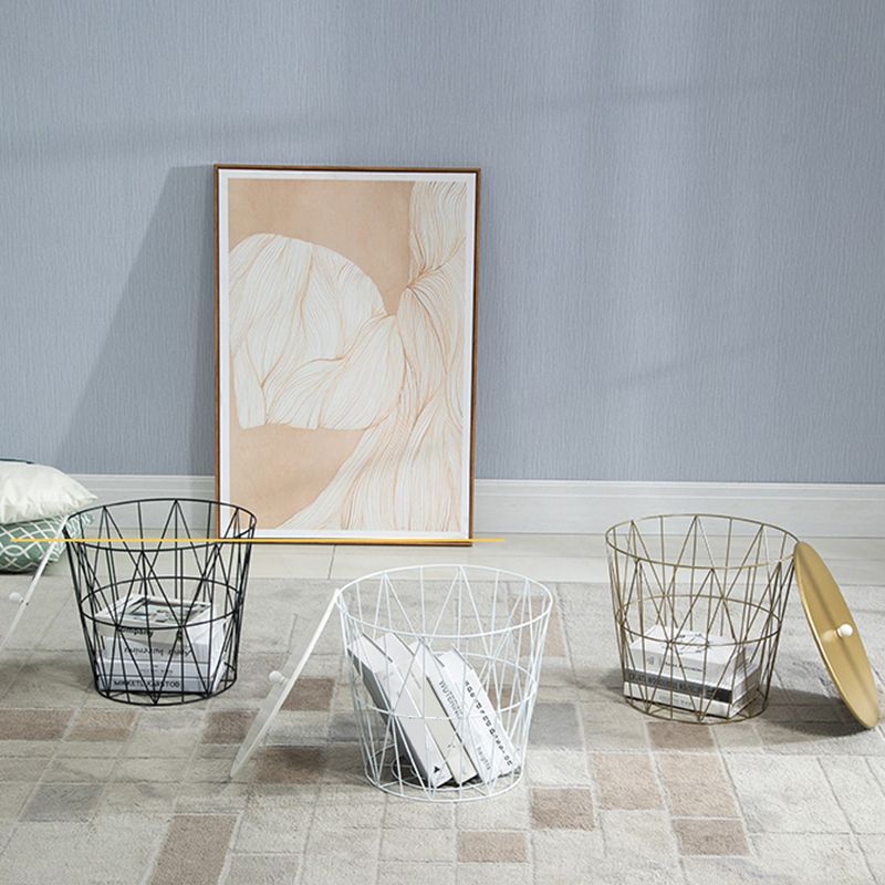 Fram Base Coffee or End Table with Storage Contemporary Metal Round Top Clearhalo 'Coffee & Accent Tables' 'Coffee Tables' 'coffee_tables' 'furn' 'furn_coffee_tables' 'Furniture' 'Living Room Furniture' 1200x1200_074ca4cc-b2cc-46a8-80ef-2f62f6e63324