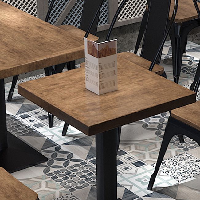 Mesa de comedor de pedestal industrial de metal mesa de madera para cocina y comedor