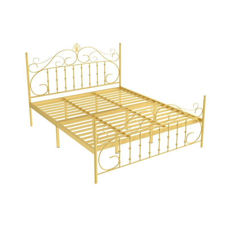 Single Metal Arched Headboard Bed Open-Frame Bed with Metal Legs