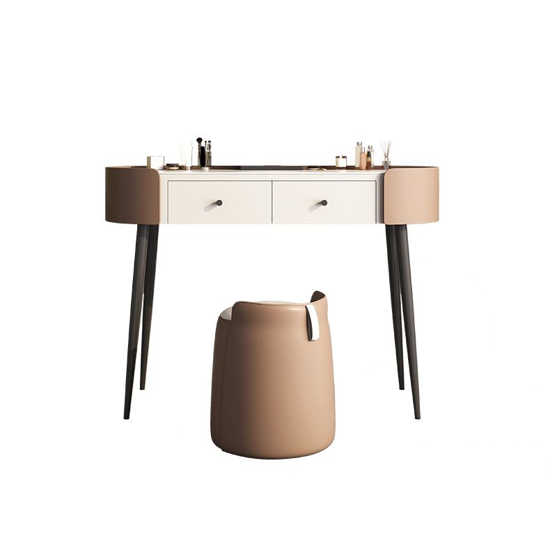 2 Drawers Makeup Table Desk Stone Top Vanity Table in Orange
