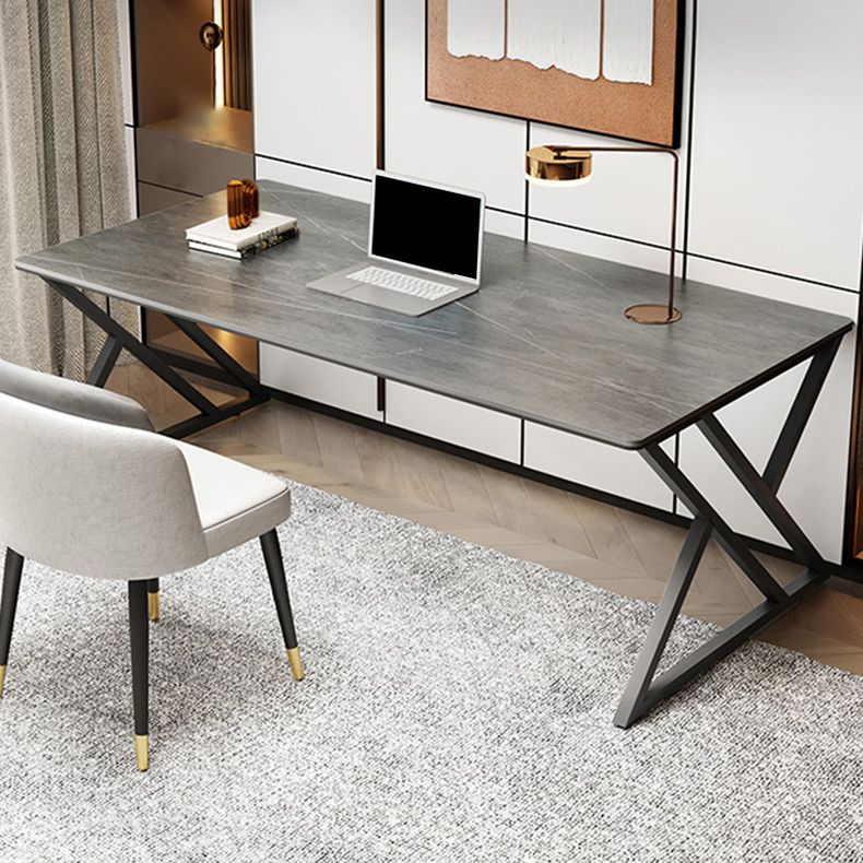 Contemporary Gaming Desk Rectangular Office Desk with Metal Legs Clearhalo 'furn' 'furn_office_desk' 'Furniture' 'Office Desks' 'Office Furniture' 'office_desk' 1200x1200_074fa50f-3bc2-4e52-883c-a182637e50b6