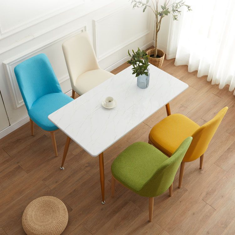 Modern Indoor-Outdoor Dining Chair Metal Armless Cushioned Solid Back Chair Clearhalo ' kitchen&dining_furn' 'Dining Chairs' 'Dining Tables & Seating' 'dining_chair' 'furn' 'furn_dining_chair' 'Furniture' 'furniture_dining_chair' 'Kitchen & Dining Furniture' 'kitchen' 1200x1200_074fc198-1e03-4944-90e8-145d1eb729da