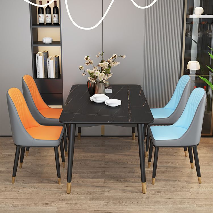 Contemporary Rectangle Dining Room Table Sintered Stone Table with 4 Black Legs Clearhalo ' dining_table' 'Dining Tables & Seating' 'Dining Tables' 'furn' 'furn_dining_table' 'Furniture' 'furniture_dining_table' 'Kitchen & Dining Furniture' 'kitchen&dining_furn' 'kitchen' 'kitchen_dining_table' 1200x1200_075101ac-df9f-4791-baad-8f809cf2b338