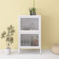 Contemporary Metal China Cabinet Glass Doors Hutch Cabinet for Living Room