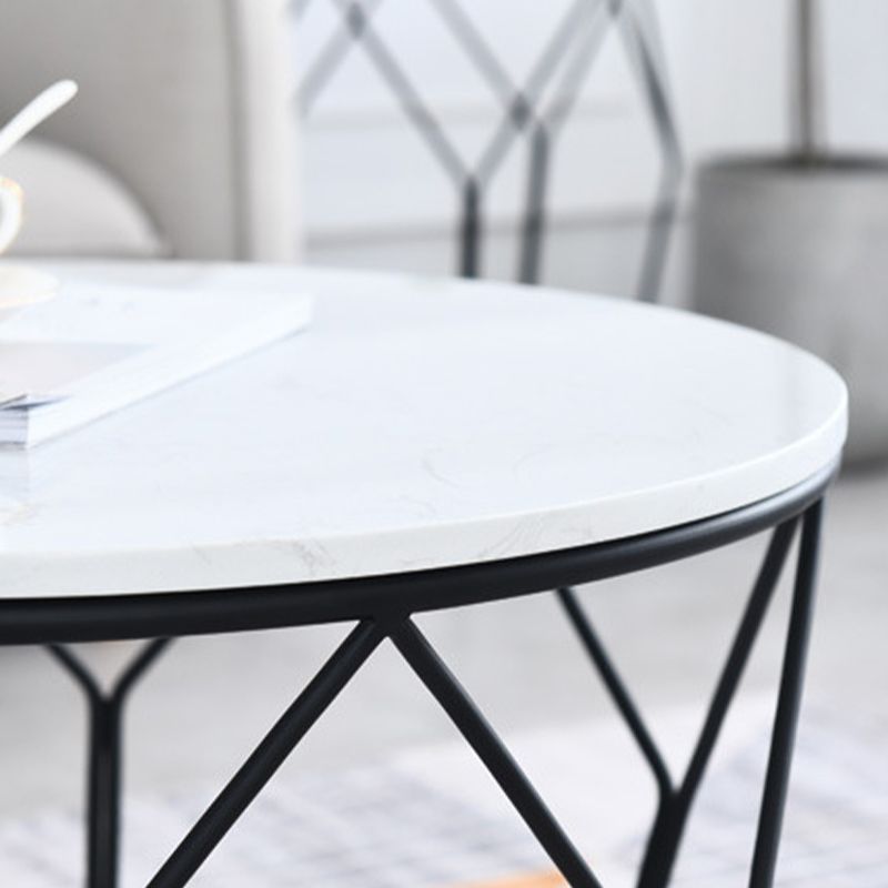 White Marble Frame 1 Coffee Table Modern Round Table for Living Room Clearhalo 'Coffee & Accent Tables' 'Coffee Tables' 'coffee_tables' 'furn' 'furn_coffee_tables' 'Furniture' 'furniture_coffee_tables' 'Living Room Furniture' 1200x1200_07574670-70e5-4ab0-bc98-ae6958cc669f