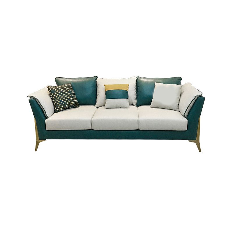 Blue and Cream Faux Leather Sectional Waterproof Sofa with Removable Cushions Clearhalo 'furn' 'furn_sectionals' 'Furniture' 'furniture_sectionals' 'Living Room Furniture' 'Sectionals' 1200x1200_0758aa44-a1dc-4e0e-a647-419f7cd6d59e